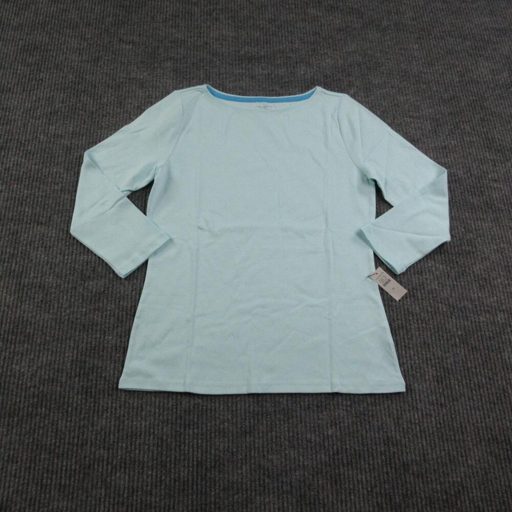 Talbots Tunic Womens M Blue 3/4 Sleeve Boat Neck Pima Cotton Lightweight NWT